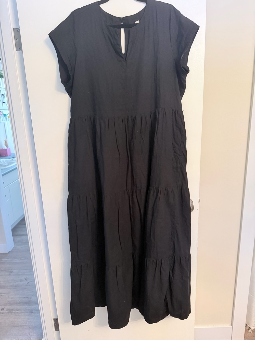 Pact Sunset Light Gauze Notch Neck Maxi Dress - Black